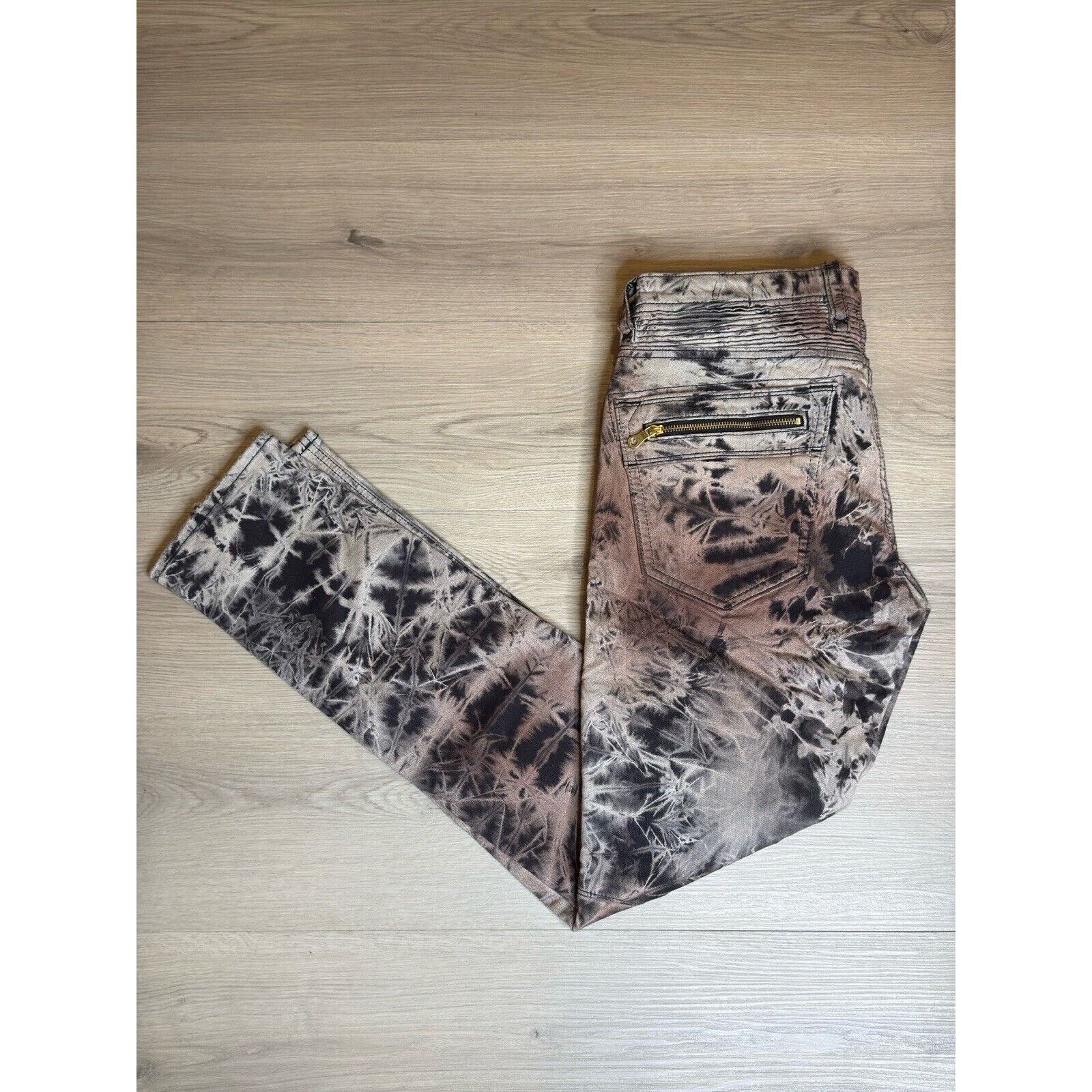 Rock Revival Moto Jezek Men's Tie Dye Zippers Stretch Jeans Size 32x31